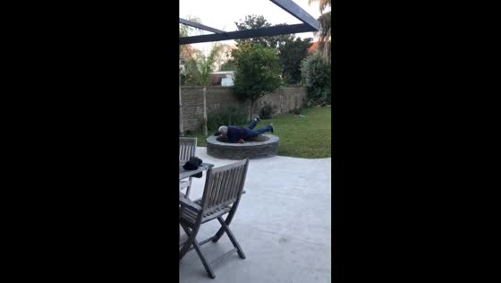 Grandpa's playful moment turns into a startling fall
