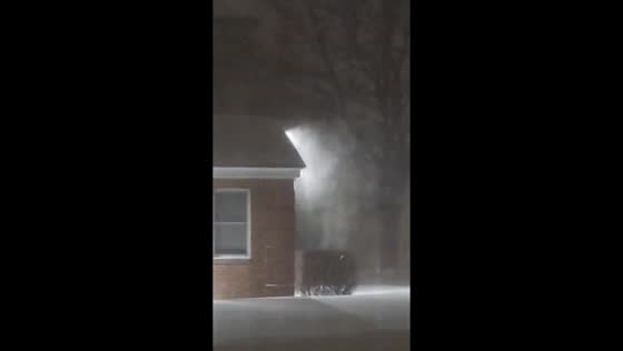Strong winds whip blowing snow during Winter Storm Fern in Massachusetts, USA