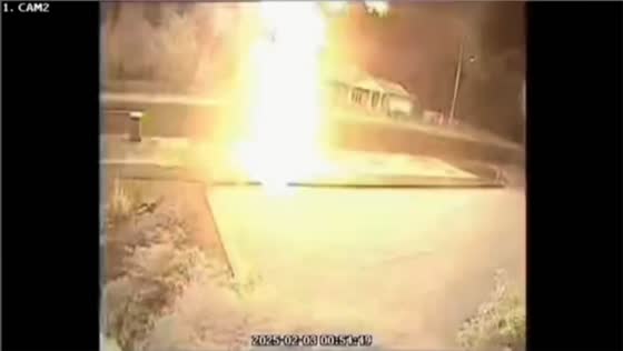 Multiple lightning strikes hit concrete footpath during severe thunderstorm in Victoria, Australia