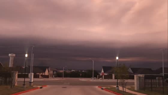 Giant wall cloud looms over in Marble Falls, Texas, USA
