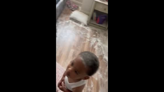 Kids cover entire room in baby powder chaos in New Orleans, Louisiana, USA