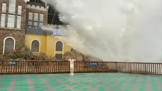 Soaked and floored by flume ride splash in Tianjin, China