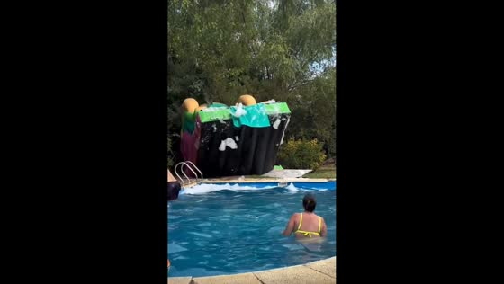 Inflatable water slide tips over during poolside fun in Tigre, Argentina
