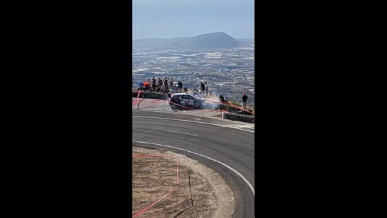 Race car crashes on curve in Arafo, Spain