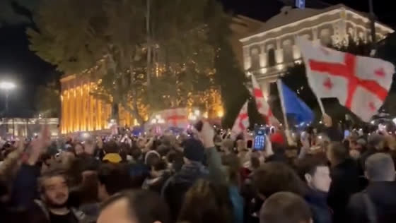 Thousands protest parliamentary election results in Tbilisi