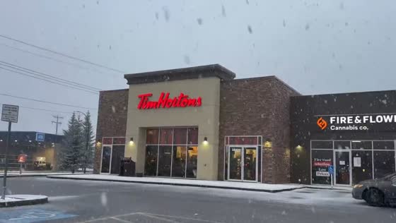 Heavy snowfall marks the start of winter in Red Deer, Alberta, Canada