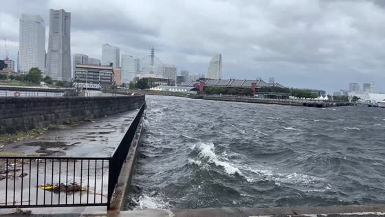 Storm over the waterfront in Osanbashi Cruise Terminal, Yokohama, Japan
