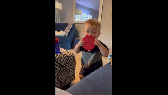 Child imitates cookie monster in Frisco, Texas
