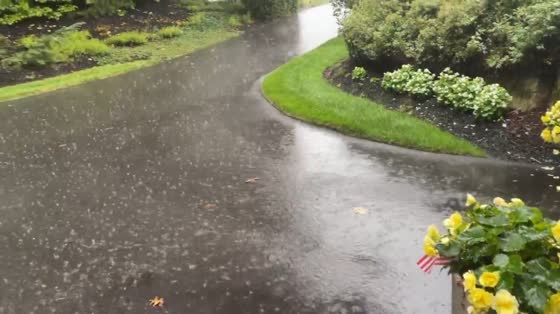 Steady downpour drenches in Mansfield, Massachusetts, USA