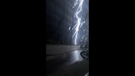 Massive lightning flash during storm in Bender, Moldova
