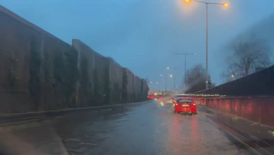 Intense M50 flooding causes traffic disruption during Storm Chandra in Dublin, Ireland