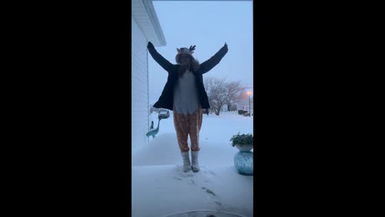 Snow angel attempt turns into icy mishap in Smyrna, Delaware, USA