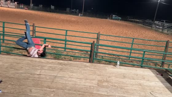 Person falls between fence and platform while attempting cat wheels in Escalante, Utah