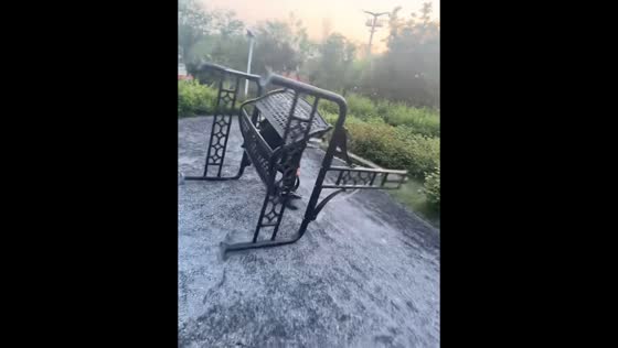 Boy falls forward with bench swing in Shandong, China