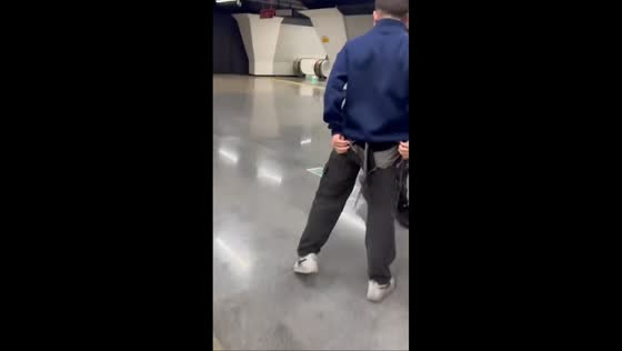 Escalator slide ends with ripped pants in Istanbul, Turkey