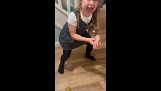 Daughter surprised by poop prank in Gloucestershire, England