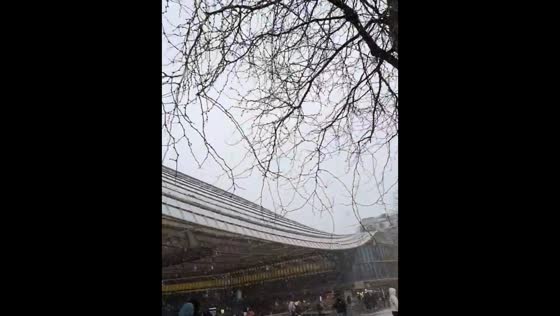 Heavy snowfall blankets Châtelet-Les Halles metro station in Paris, France