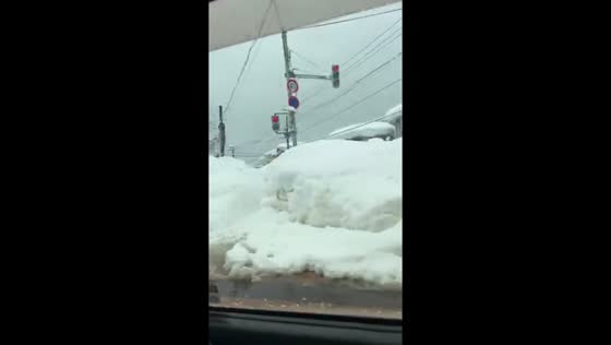 Snow damages house after heavy snowfall in Nagaoka, Niigata, Japan