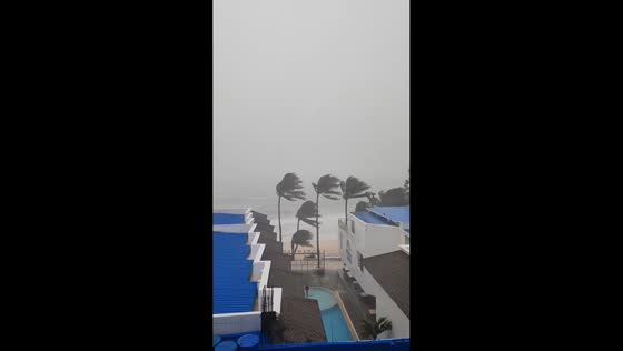 Strong winds and waves strike during Typhoon Opong in Boracay, Philippines