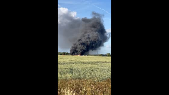 Massive bus depot fire destroys 36 double-decker buses in England, UK