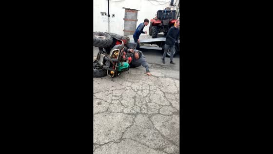 Man falls off quad bike while unloading in Sunderland, England, UK