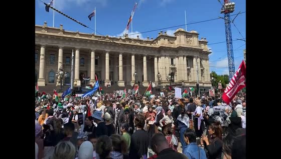 Pro-Palestinian demonstration outside Parliament of Victoria, Melbourne