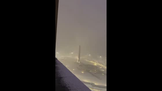 Winter snowfall blankets Saint Petersburg, Russia