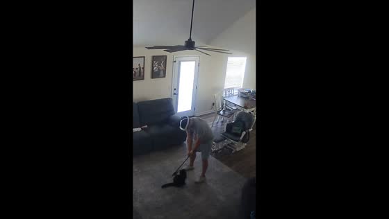 Man accidentally hits cat while playing VR golf in St. Marys, Georgia, USA