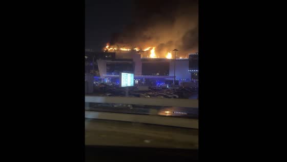 Footage of the fire at Crocus City Hall