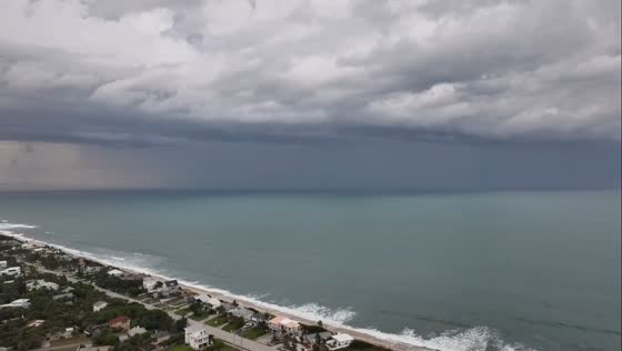 Dark storm clouds form over Floridana Beach, Florida, USA