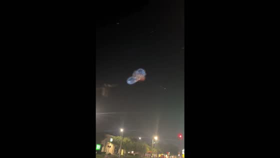 Space jellyfish phenomenon glows over after a SpaceX rocket launch in Orlando, USA