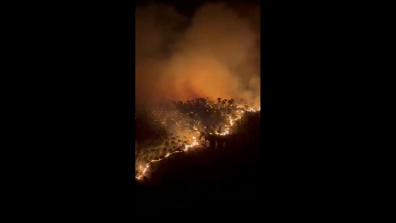 Massive wildfire engulfs hillsides in Niebla, Huelva, Spain