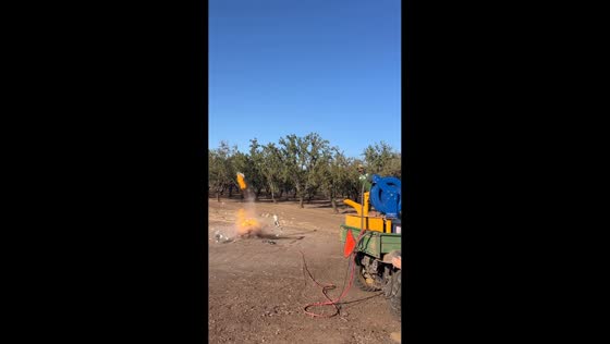 Bucket launched sky-high during rodent control blast in San Diego, California, USA