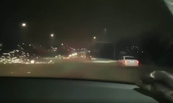 Traffic police Car attacked with fireworks in Russia