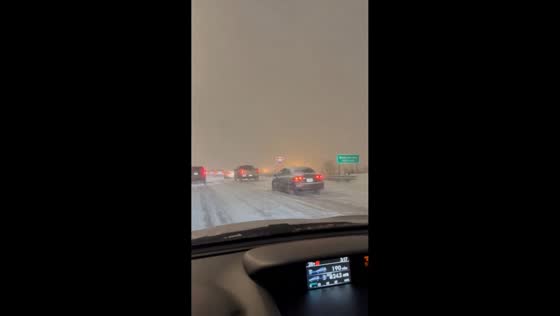 Hazardous lake-effect snow impacts highways in Bedford, Ohio, USA