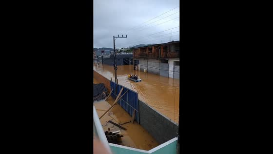 Severe floods submerge streets in Santa Catarina, Brazil