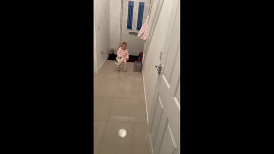 Baby helps with groceries in Edinburgh, Scotland, UK