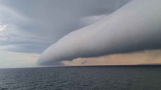 Massive cloud roll over Baltic Sea captured near Kollicker Ort, Germany