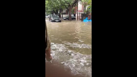 Jangpura, Delhi: streets flooded after heavy monsoon rains