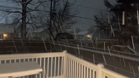 Winter storm leaves moderate snowfall and icy conditions in Paulsboro, New Jersey, USA