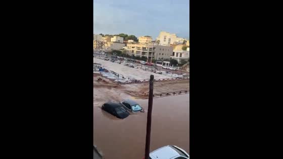 Storm causes flooding in Porto Cristo, Balearic Islandc