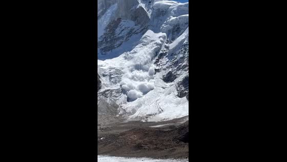 Avalanche rumbles down Himalayan slope