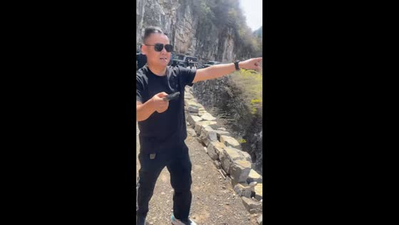 Plastic cover spins back after being thrown from cliff in Shandong, China
