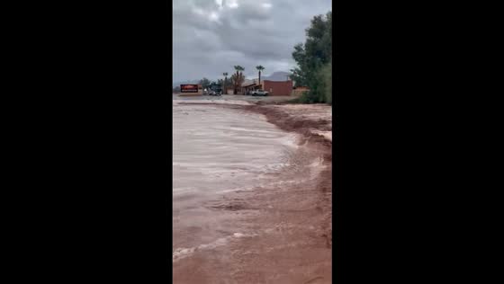 Severe storm and flash flooding hit Earp, California, USA