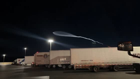 SpaceX Falcon 9 launch lights up night sky in Primm, Nevada, USA