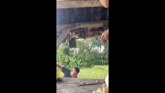 Citunun village hut fail: bench collapse followed by roof downfall