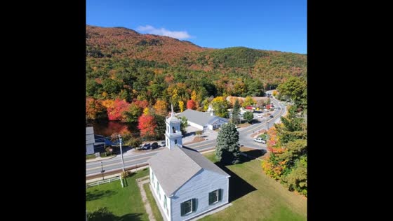 Stunning autumn scenery surrounds historic town in Newbury, USA
