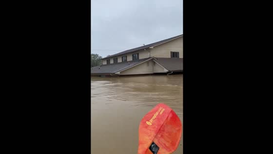 Neighborhood flooded after Hurricane Helene in Asheville, North Carolina