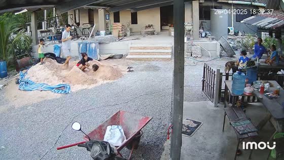 Dog joins sand game with owner in Chonburi, Thailand