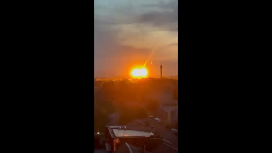 Missile strikes ignite massive fire at aircraft plant in Lutsk, Ukraine